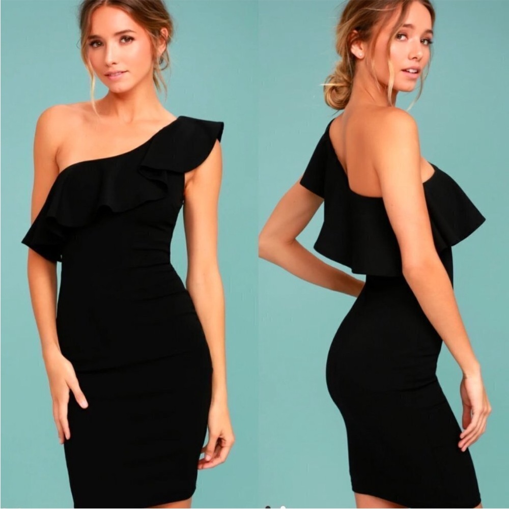 Lulus Black One-Shoulder Bodycon Dress - Picture 5 of 9